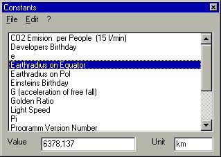 Constants dialogbox